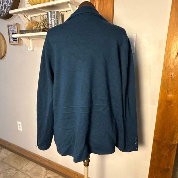 Talbots merino wool knit blazer cardigan size 2XL women’s blue green lagenlook m - Picture 4 of 9